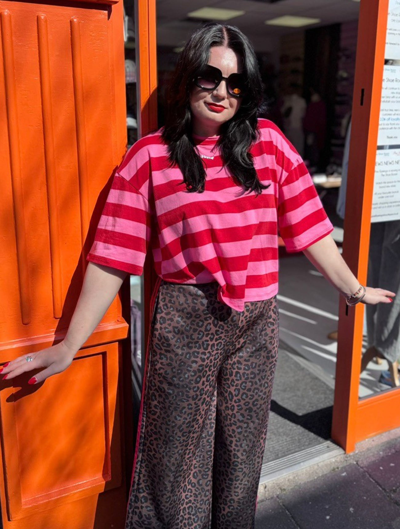 Leopard Track Pants | Red Stripe