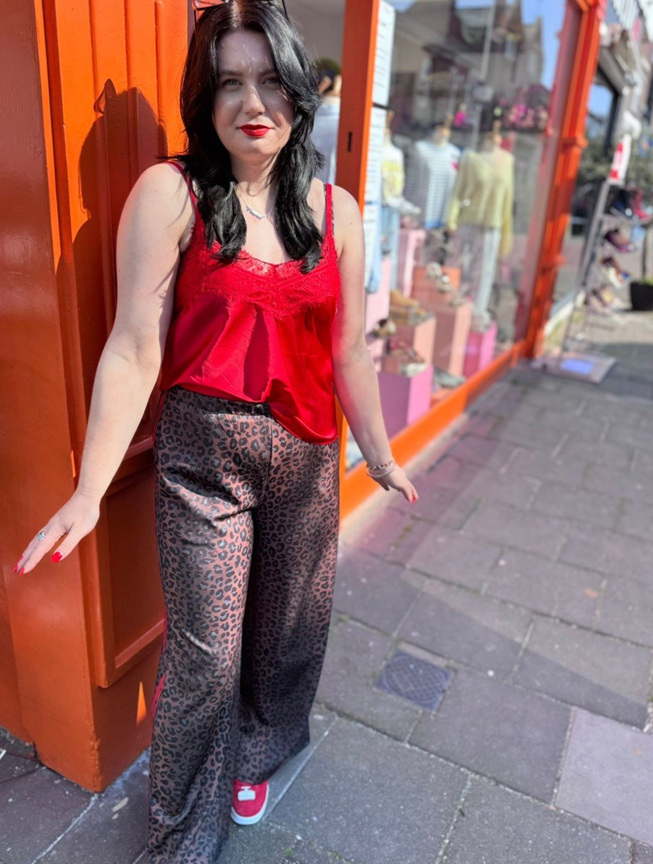 Lace Trim Swing Camisole | Red