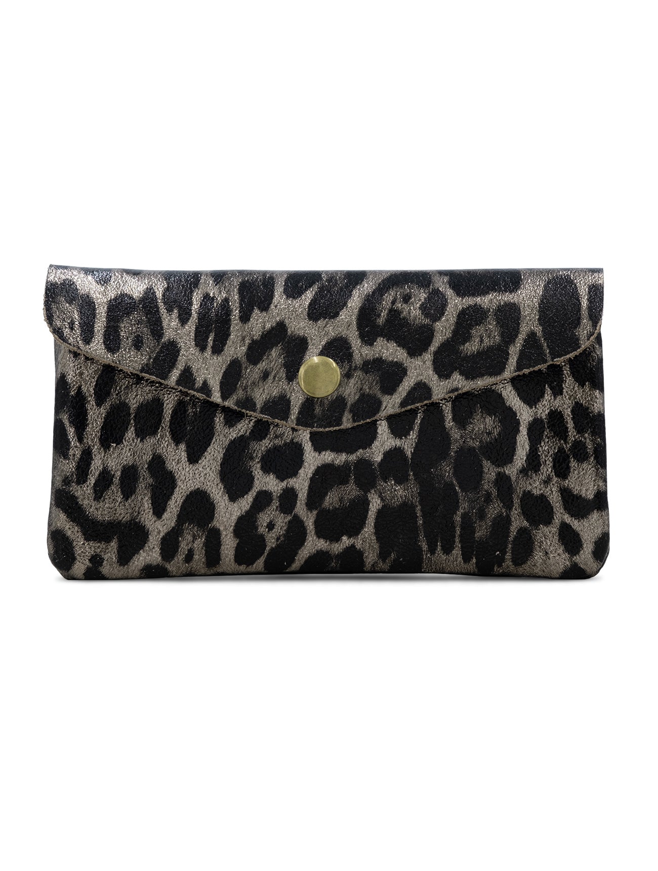 Large Metallic Leopard Leather Purse | Bronze