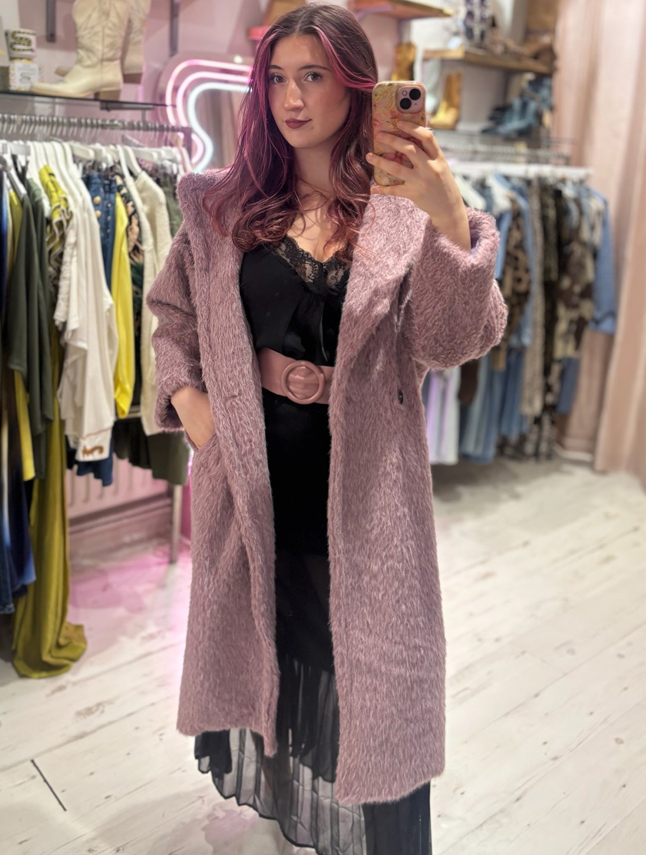 Wool Mix Cocoon Coat | Dusky Lilac