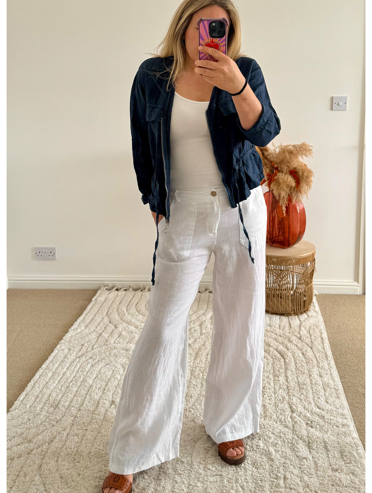Italian Linen Wide Leg Trousers | White
