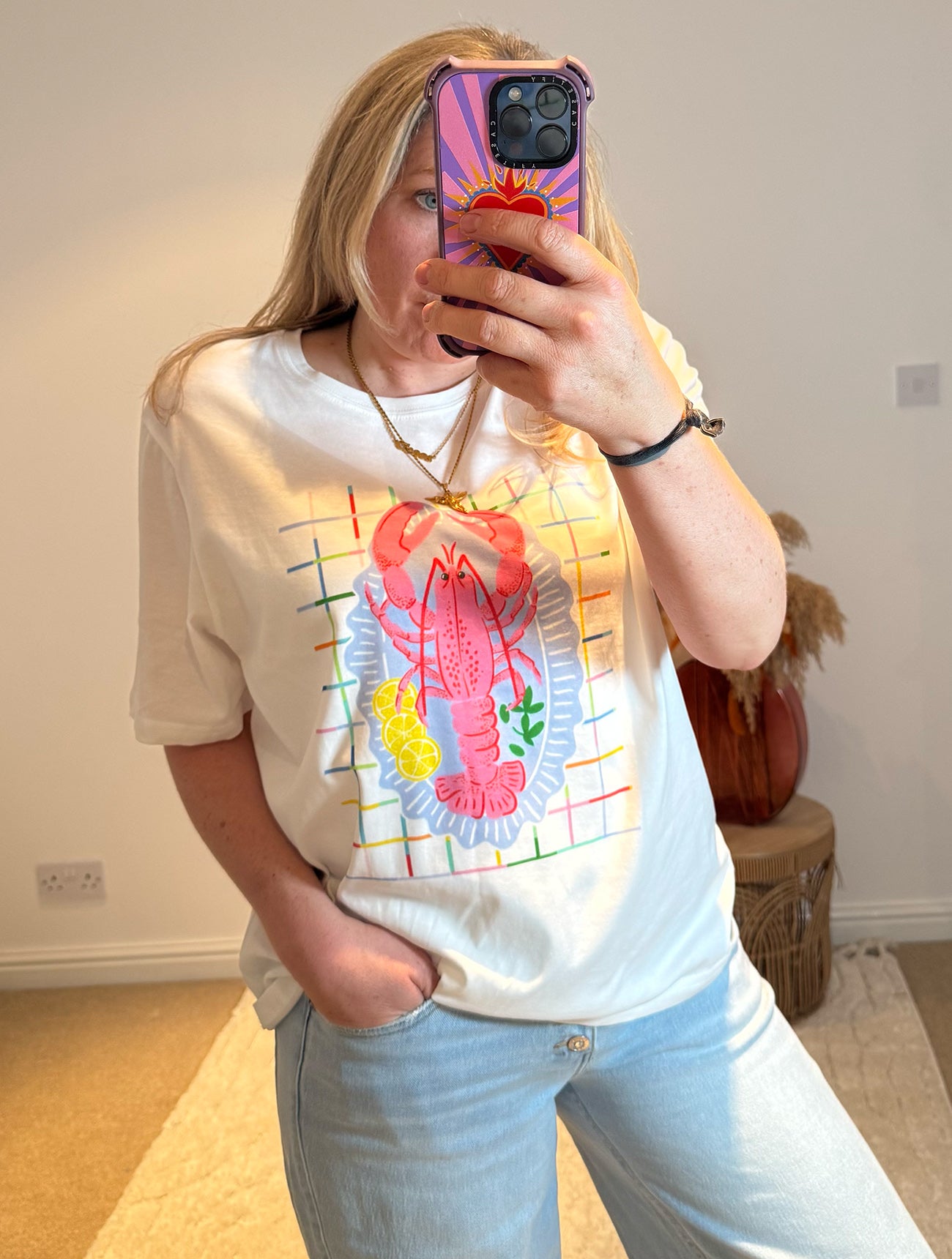 Lobster Graphic Print T-shirt | White