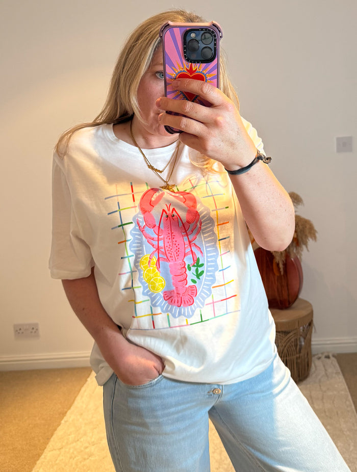 Lobster Graphic Print T-shirt | White
