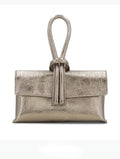 Metallic Leather Loop Bag | Bronze