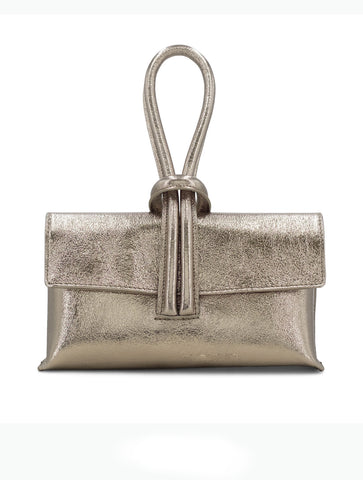 Metallic Leather Loop Bag | Bronze