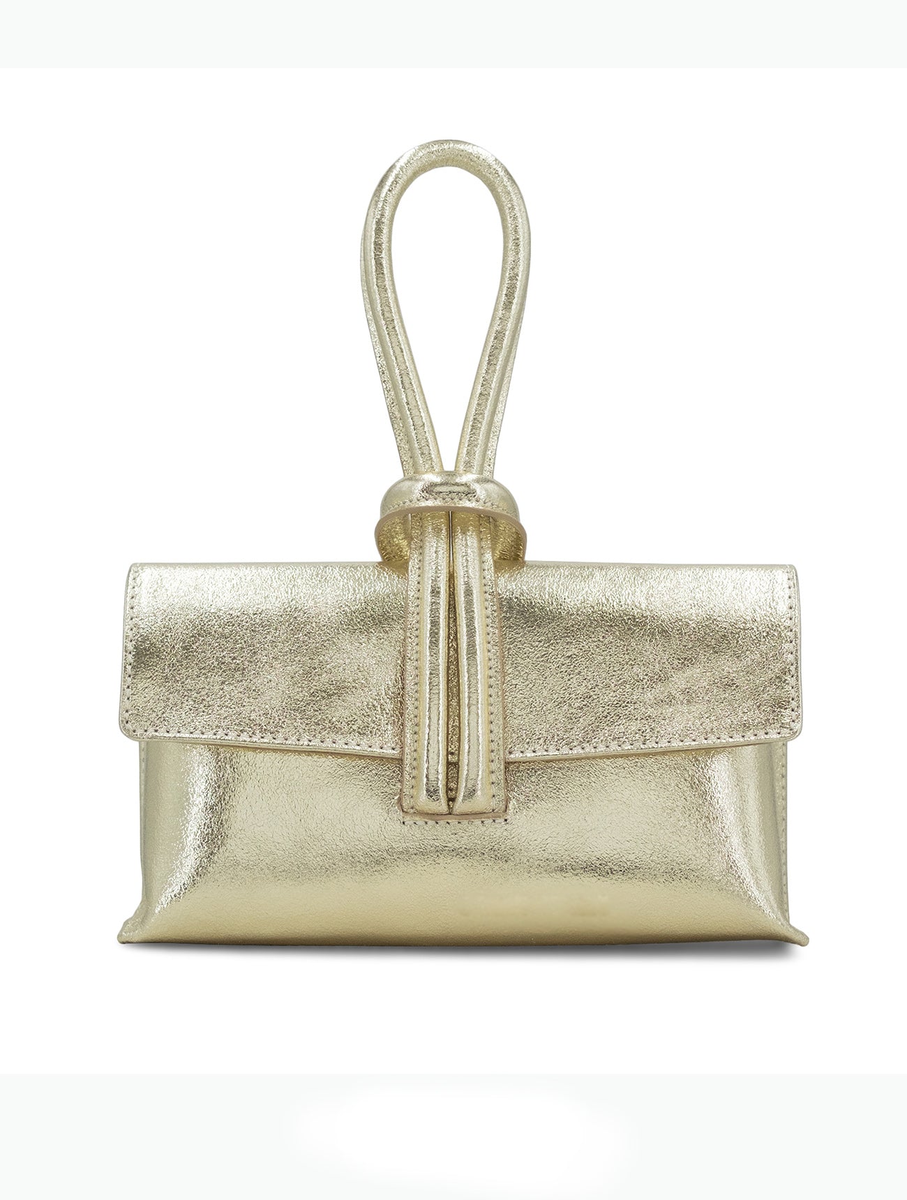 Metallic Leather Loop Bag | Gold