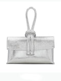 Metallic Leather Loop Bag | Silver