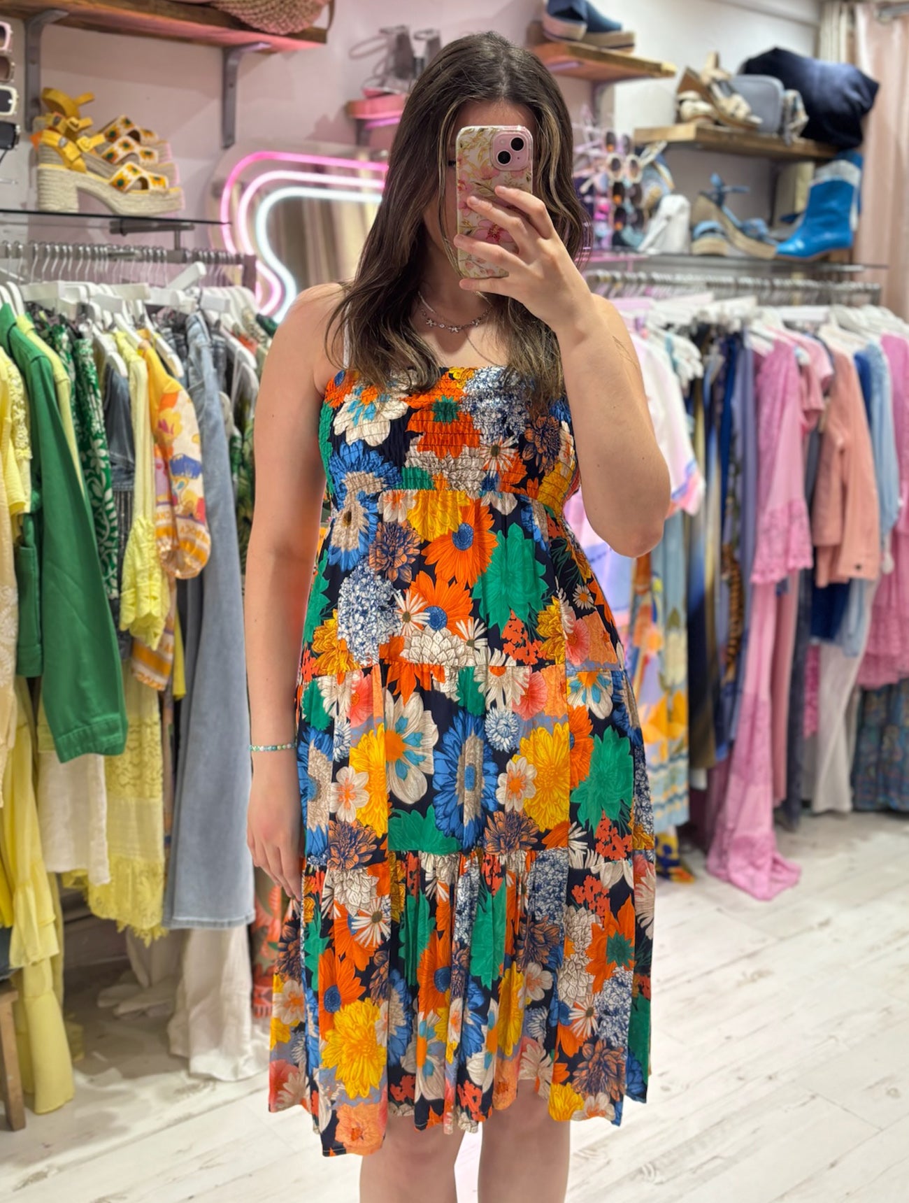 Louisa Printed 2-in-1 Dress and Skirt | Retro Flowers Navy Multi