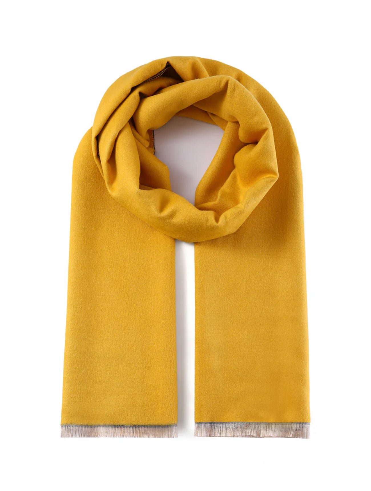 Luxurious Plain Double Sided Scarf | Yellow/Grey