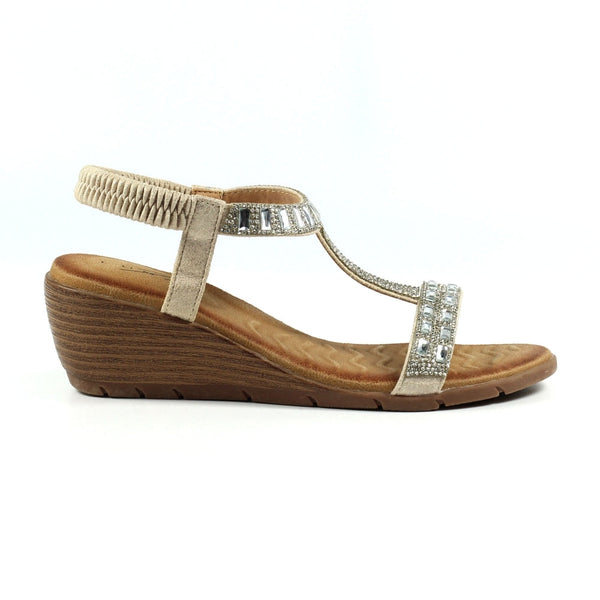 Lunar | Macie Embellished Wedge Sandal | Silver