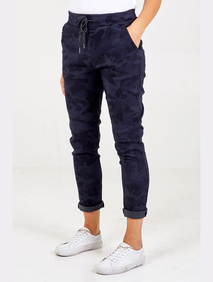 Magic Trousers | Camo Print Navy