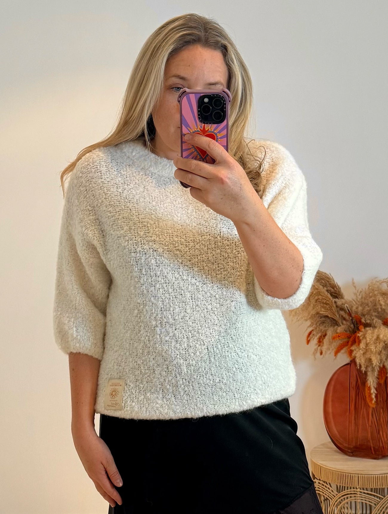 Mohair Blend Round Neck Jumper | Cream