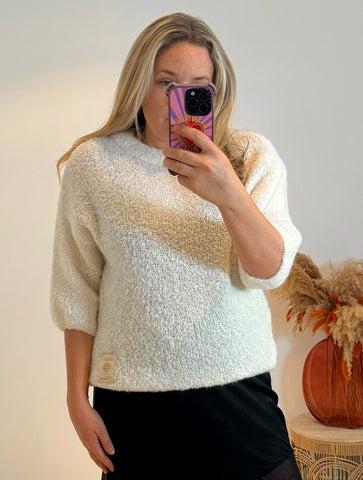 Mohair Blend Round Neck Jumper | Cream
