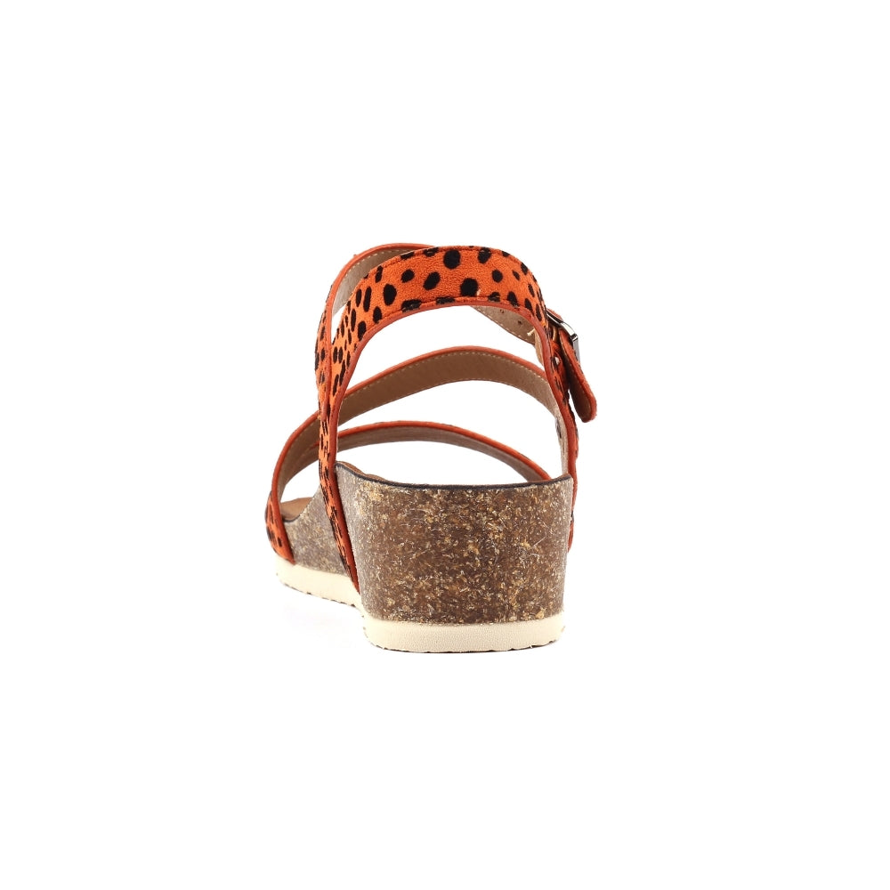 Muster | Animal Print Low Wedge Sandal | Orange