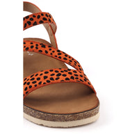 Muster | Animal Print Low Wedge Sandal | Orange