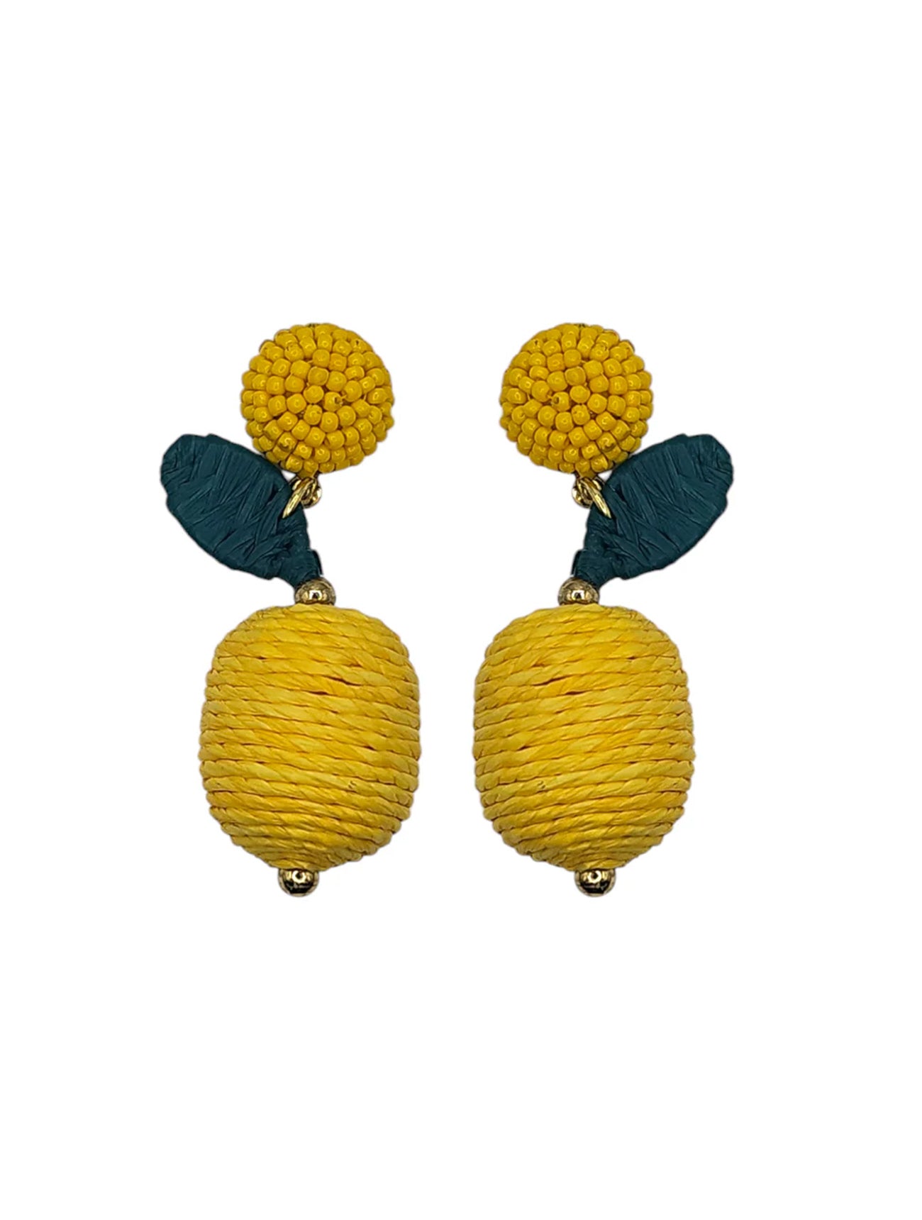 Mini Raffia Lemon Drop Earrings