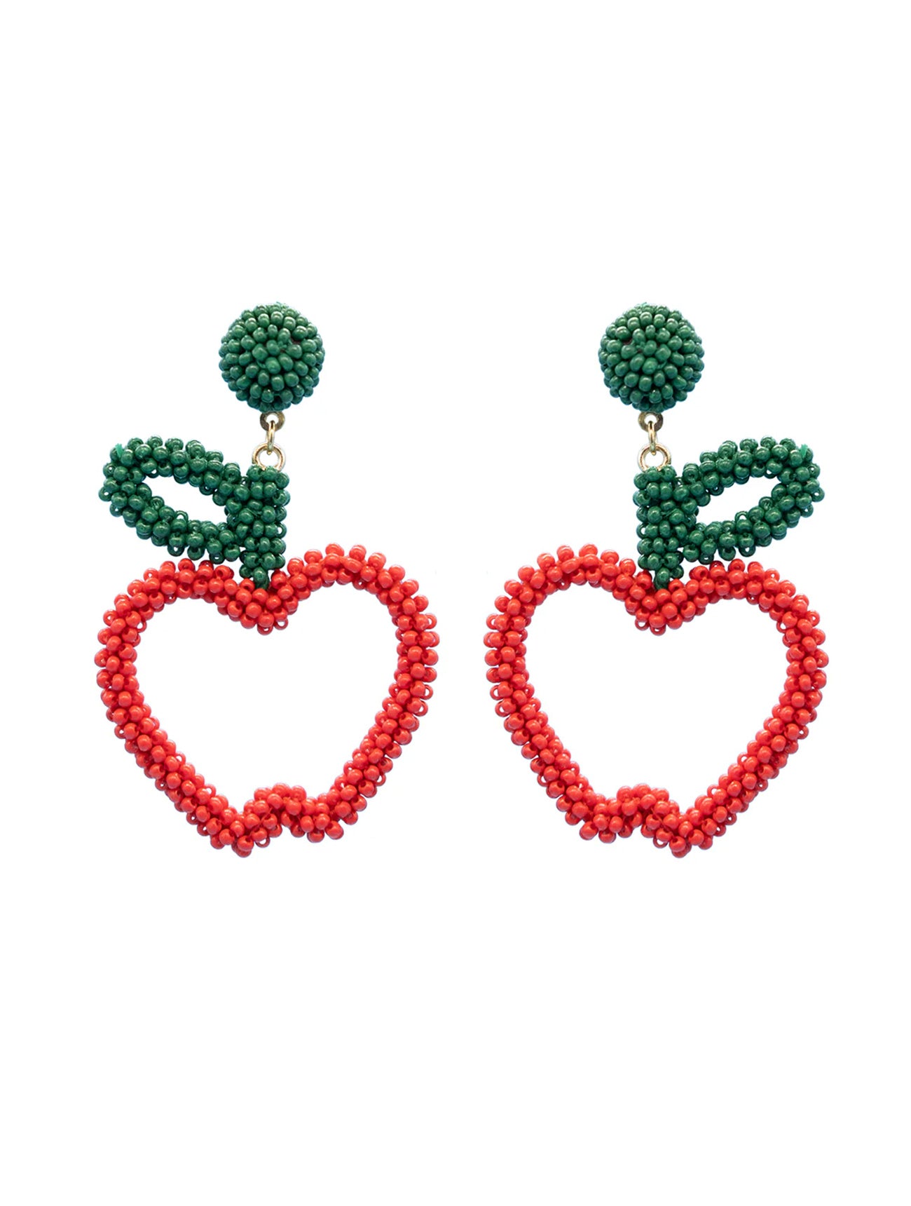 Red Beaded Apple Earrings