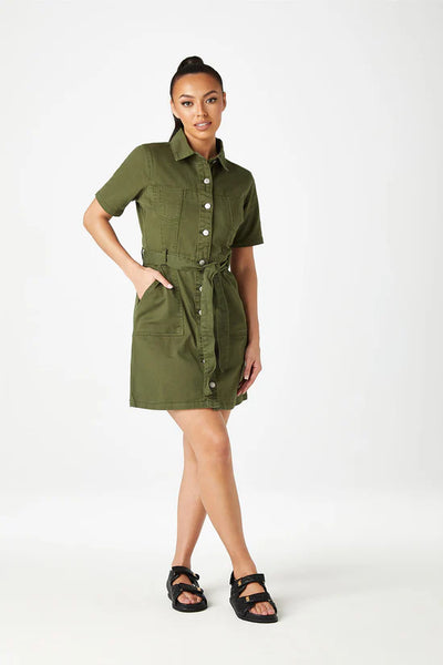 Khaki Cuba Denim Cargo Dress