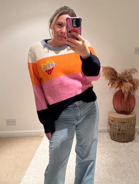 All We Need Is Love Retro Stripe Jumper | Multi