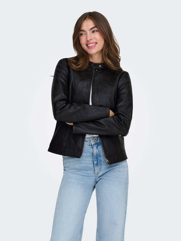 JDYEmily Faux Leather Jacket | Black