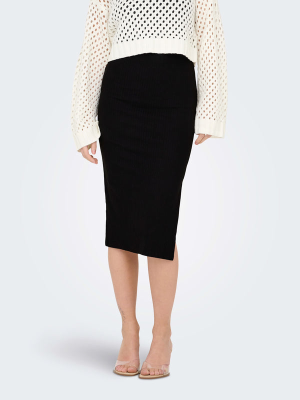 Onlemma Stretch Skirt with Split | Black
