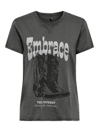 Onllucy Embrace The Journey Western T-Shirt | Gunmetal Grey