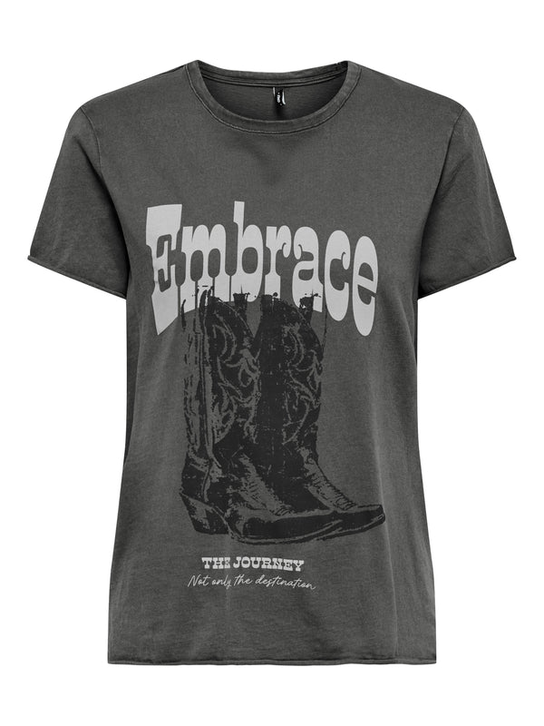 Onllucy Embrace The Journey Western T-Shirt | Gunmetal Grey