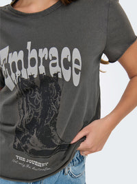 Onllucy Embrace The Journey Western T-Shirt | Gunmetal Grey