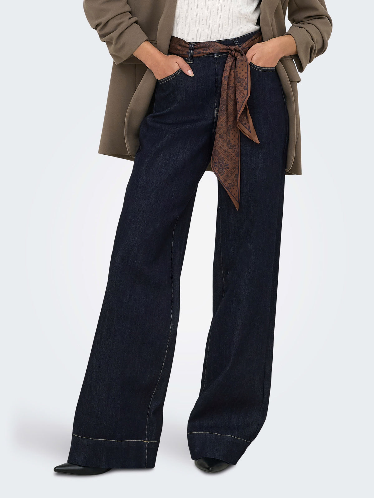 Only | Madison High Waist Wide Leg Jeans With Scarf Tie