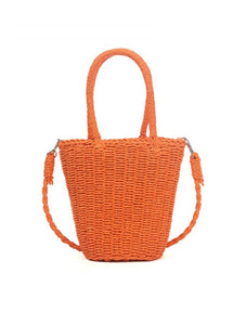 Small Straw Basket Bag | Orange