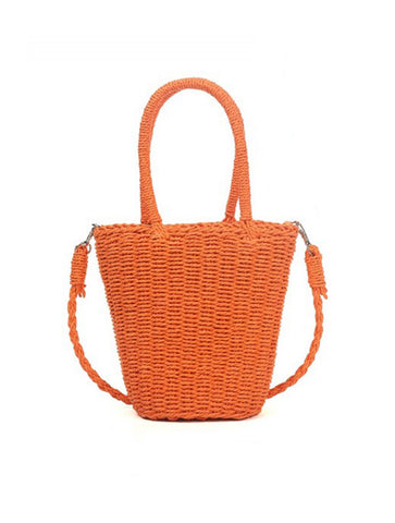 Small Straw Basket Bag | Orange