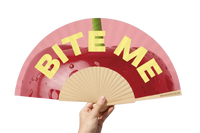 Bite Me Cherry Curved Slogan 23cm Fan