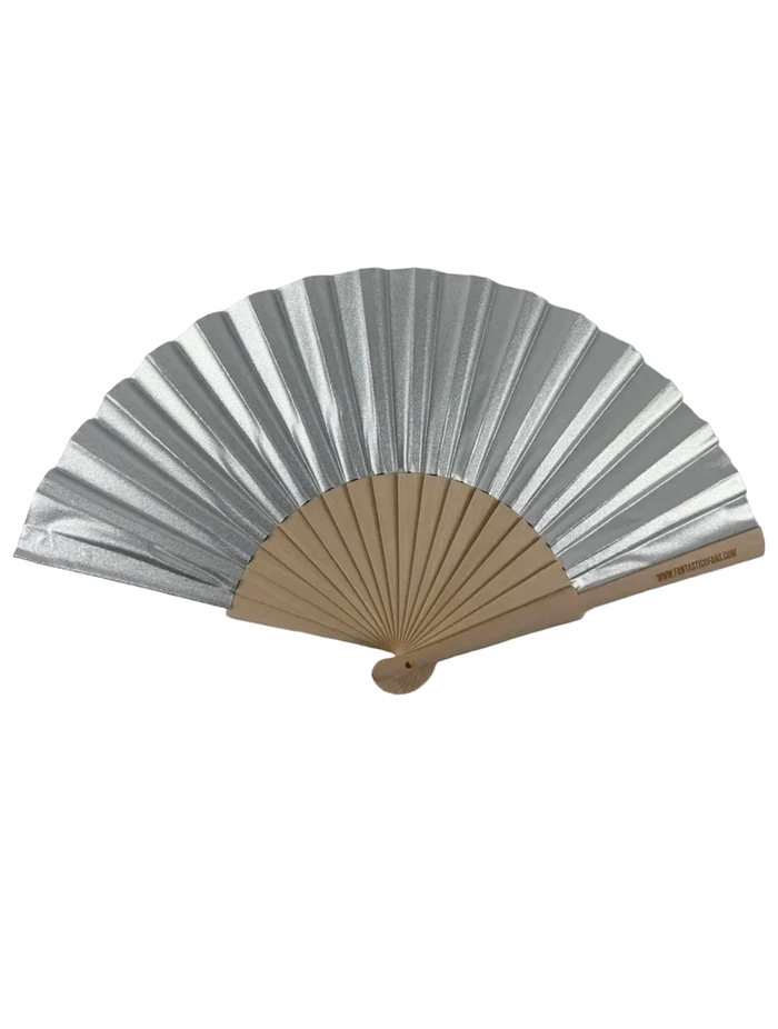 Silver Pearlised Shimmer 23cm Fan
