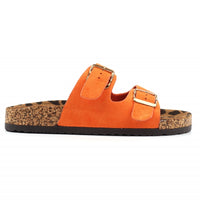 Pecan | Two Strap Slip On Sandal | Orange