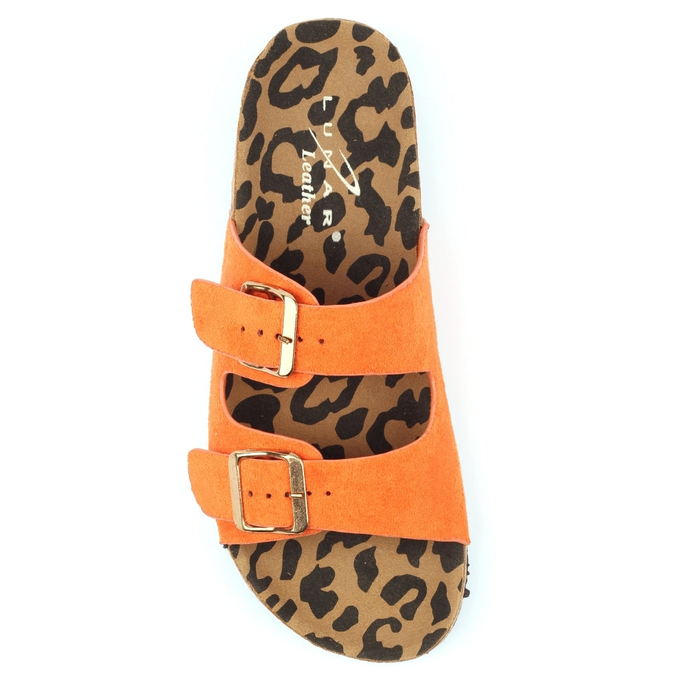 Pecan | Two Strap Slip On Sandal | Orange