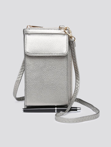 Crossbody Phone Bag and Purse | Metallic Grey