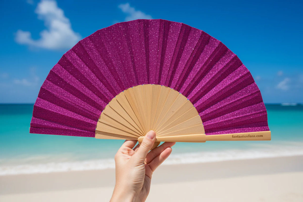 Pink/Purple Glitter 23cm Fan