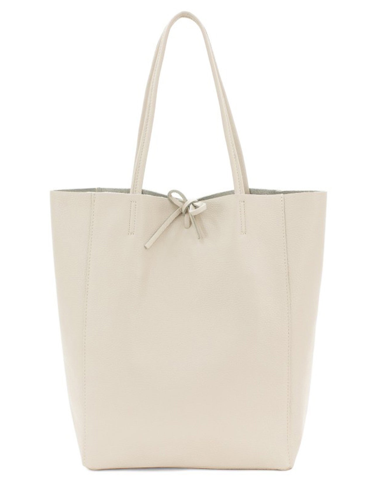 Plain Leather Large Shopper Bag | Stone