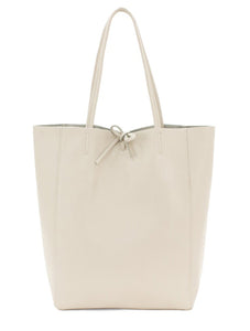 Plain Leather Large Shopper Bag | Stone