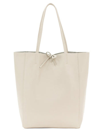 Plain Leather Large Shopper Bag | Stone