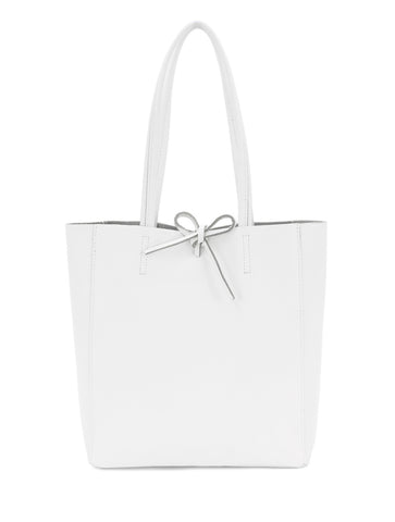 Plain Leather Small Shopper Bag | White