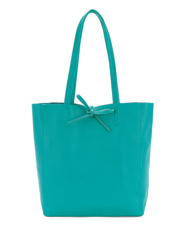 Plain Leather Small Shopper Bag | Aquamarine