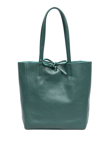 Plain Leather Small Shopper Bag | Teal