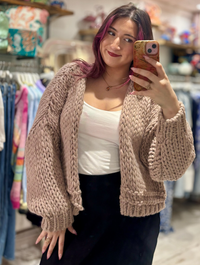 Premium Chunky Knit Cardigan | Taupe