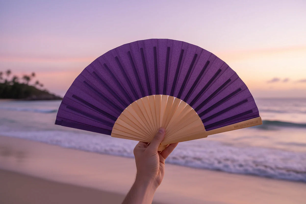 Purple Pearlised Shimmer 23cm Fan