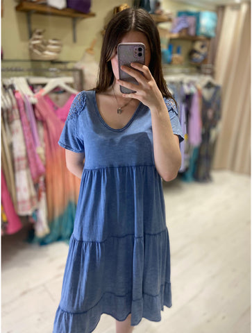 Rachel Tiered Jersey T-Shirt Dress | Blue