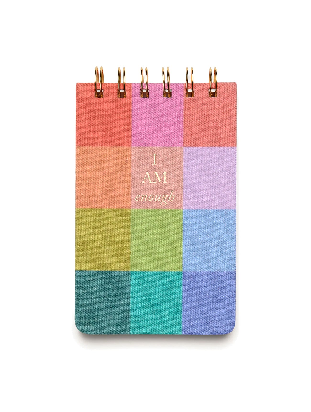 Rainbow Check Twin Wire Notebook | I Am Enough