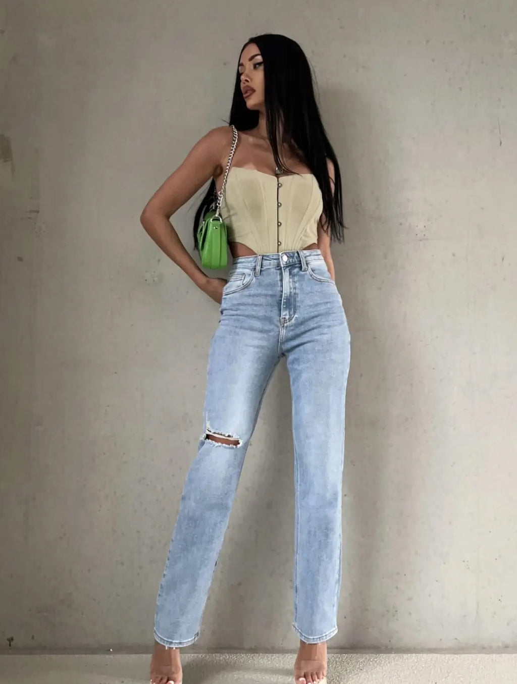 Redial Vintage Destroyed Straight Leg Jeans | Light Wash