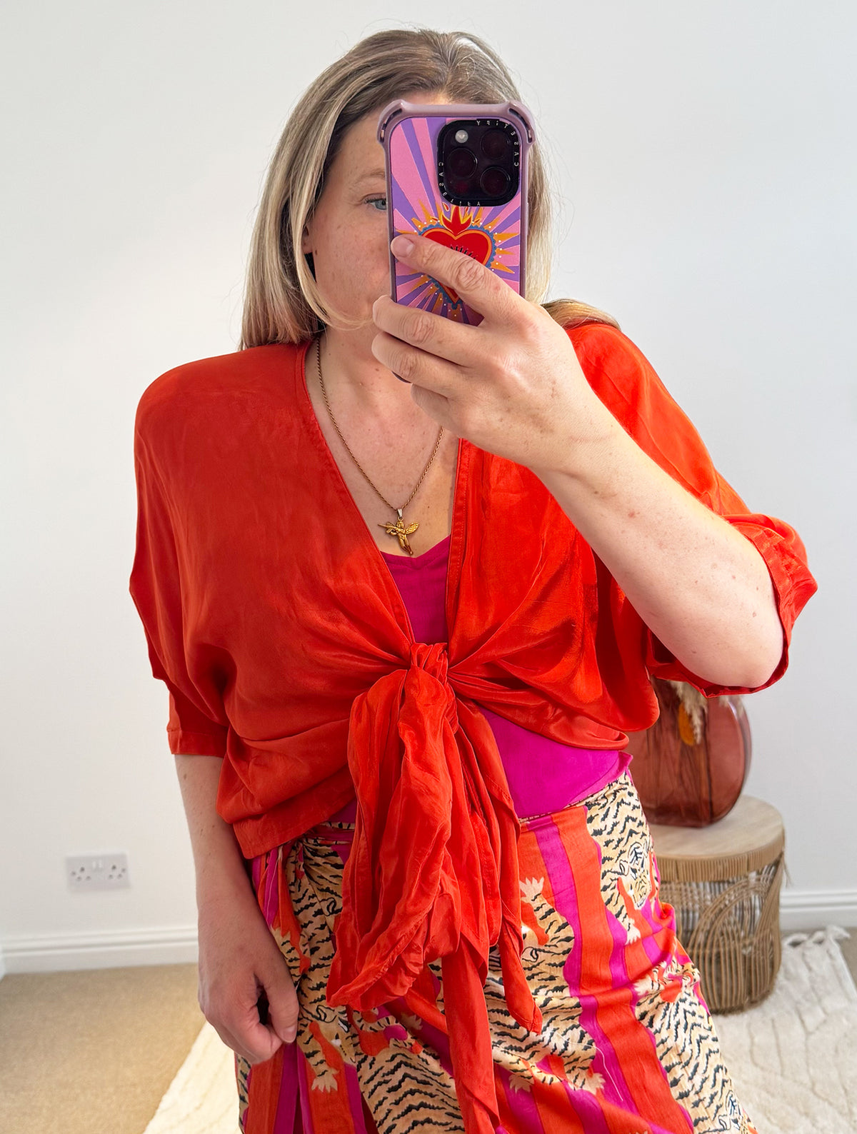 Tie Front Cover Up Top | Orange