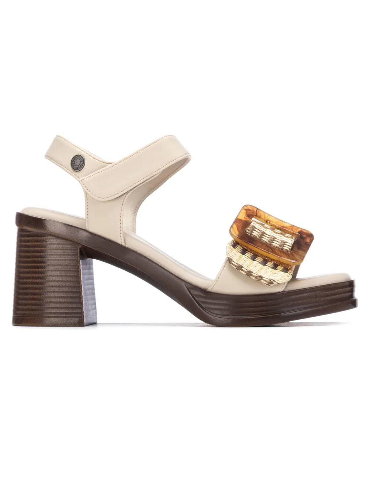 VEGAN Retro 70s Heeled Sandal | 175027 | Beige